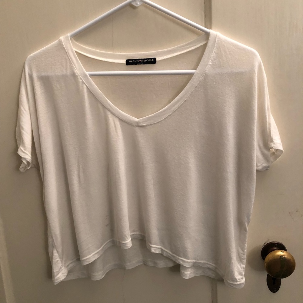 Brandy Melville white V neck tee